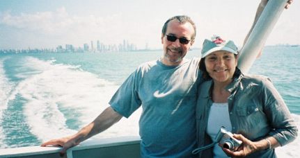 Bob and Moira with Singapore's skyline